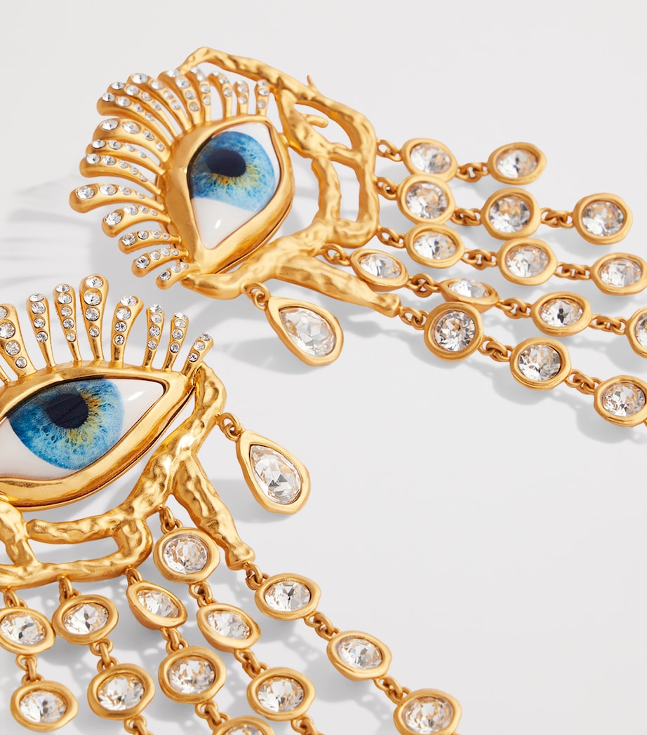 Schiaparelli Gaze Pendant Drop Earrings Or/strasse Image 6