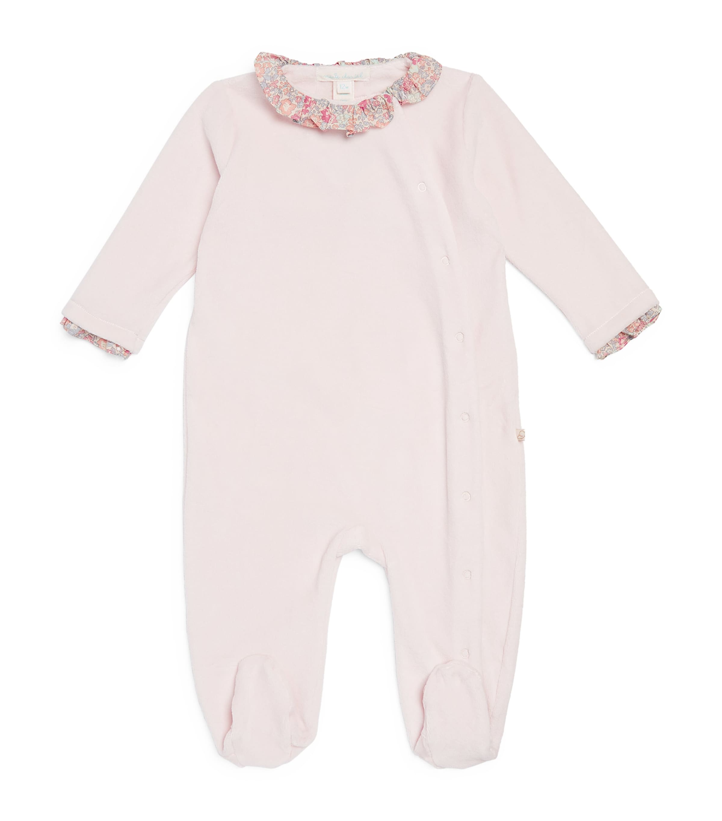 Shop Marie-chantal Velour Liberty Print All-in-one In Pink