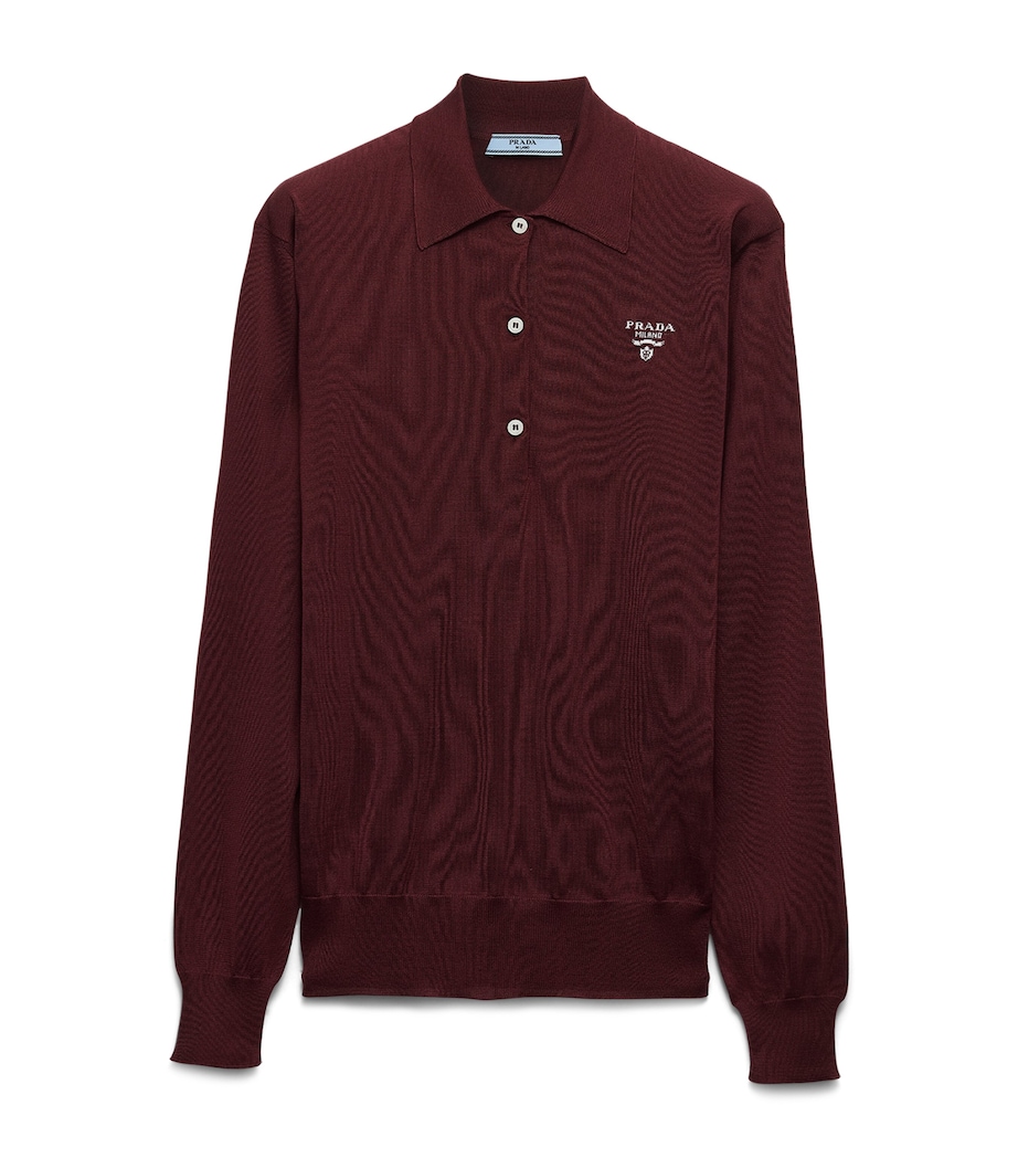 Prada Womens Silk Long-Sleeve Polo Shirt Image 1