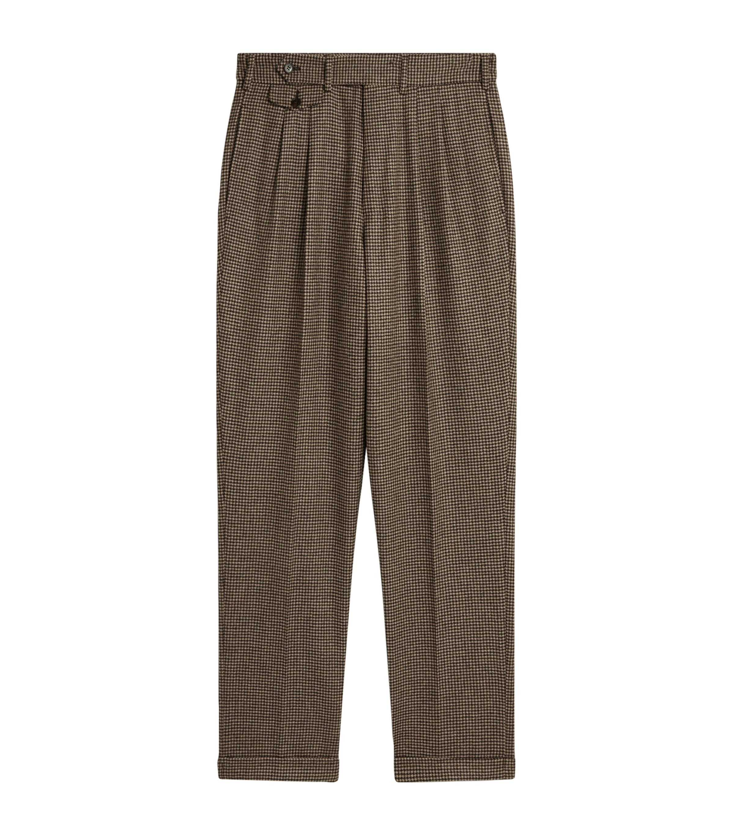 Dunhill Wool Glen Check Double Pleated Trousers In Green