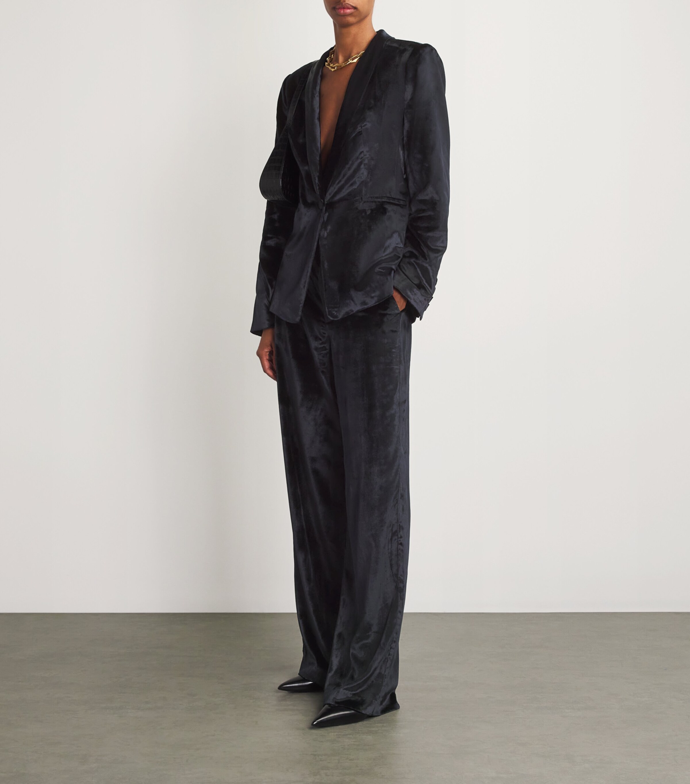 PAIGE Womens Velvet Kriselle Blazer Midnight Image 2