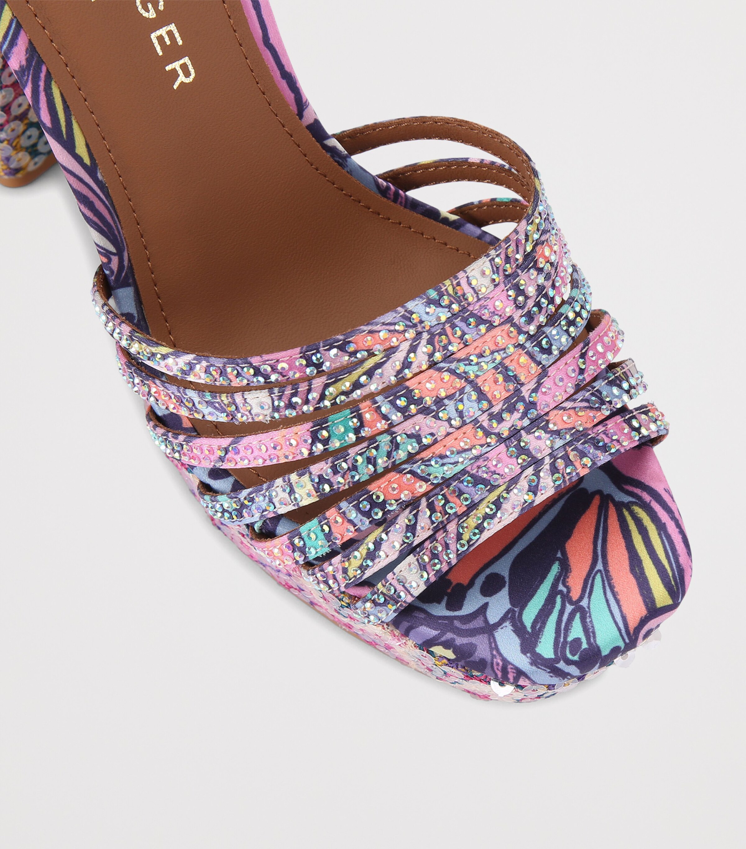 Kurt Geiger London Embellished Pierra Platform Heeled Sandals 115 Lilac Image 2