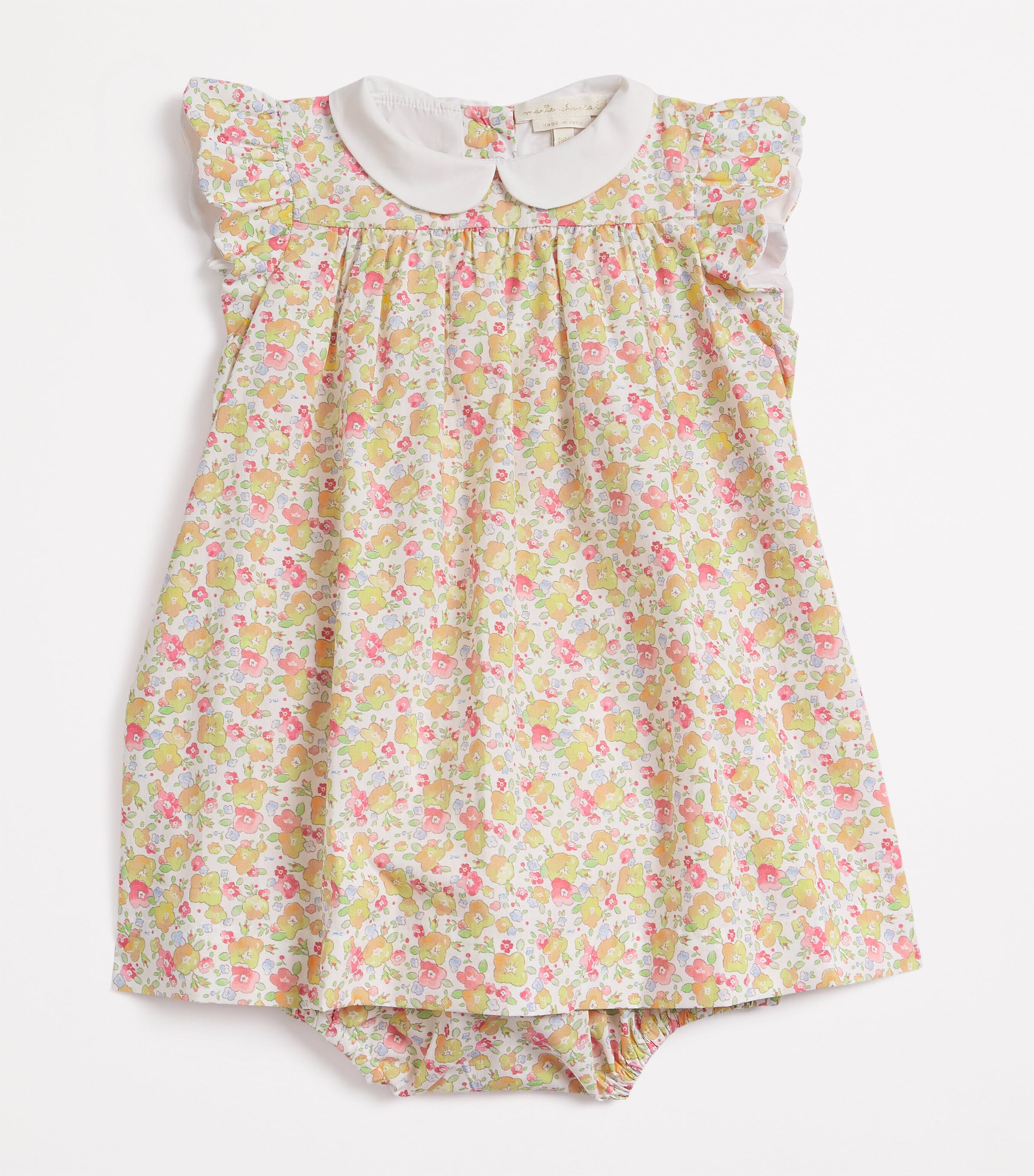 Marie-Chantal Cotton Arabella Olympia Dress and Bloomers Set (3-24 Months) Yellow Image 3