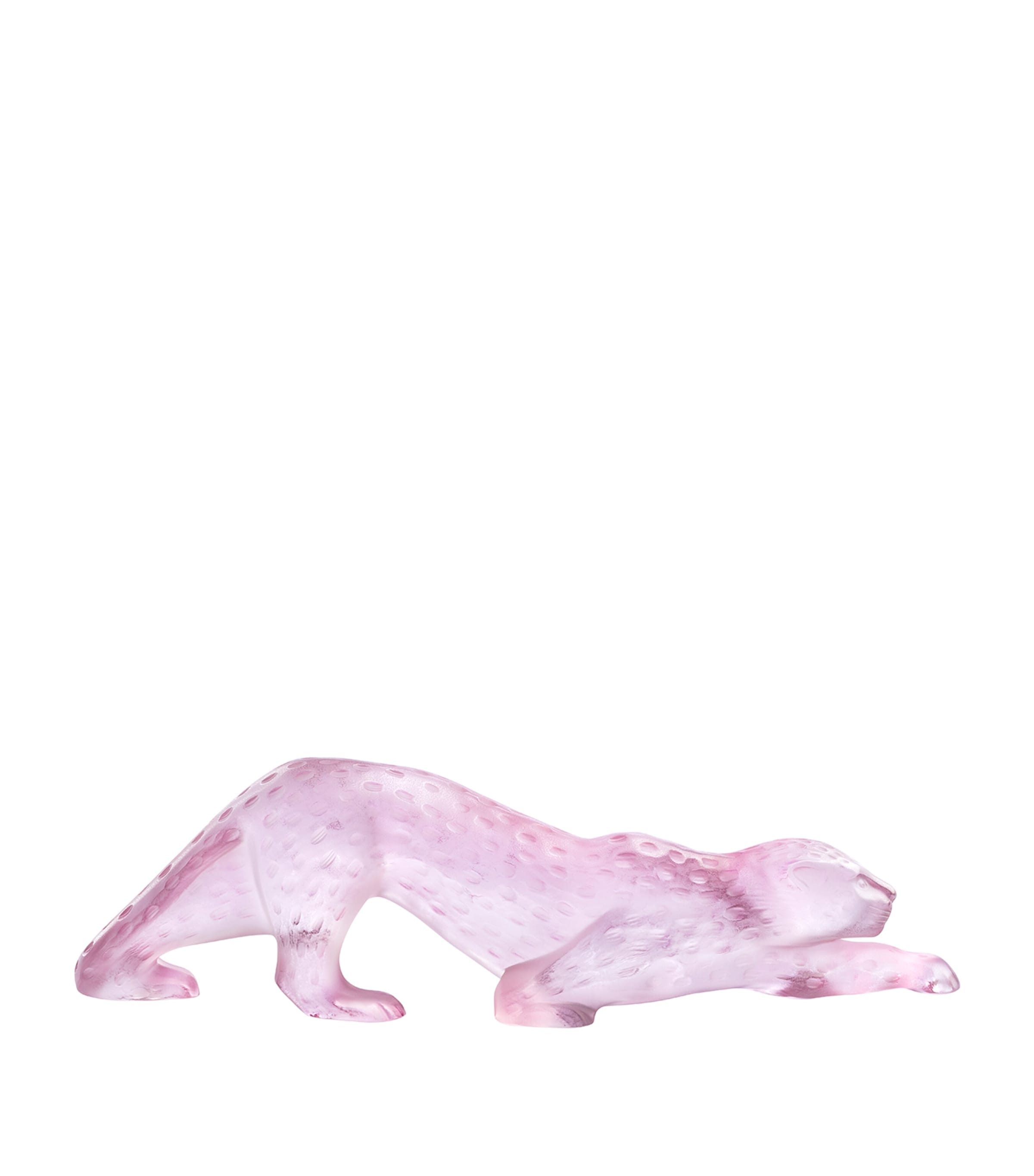 Lalique Zeila Pink Luster Panther Figure In Pink