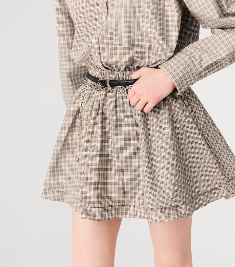 Maje Womens Cotton Check Mini Shirt Dress Beige Image 8