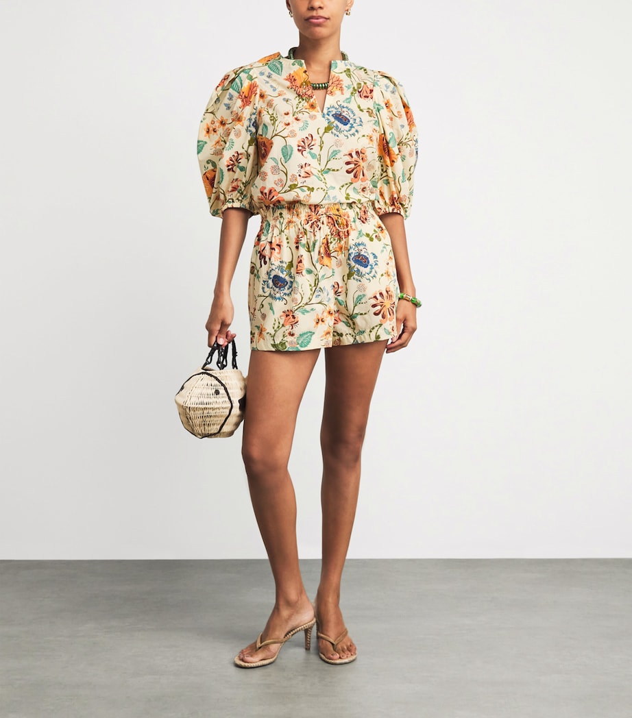 Ulla Johnson Womens Cotton Florielle Floral Blouse Abalone Image 2