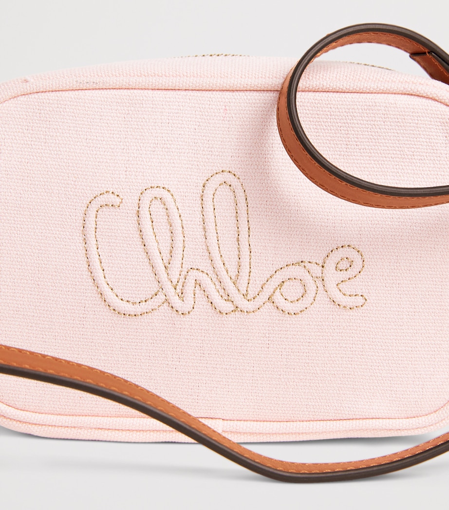 Chloé Kids Cotton Embroidered Shoulder Bag Pink Image 3