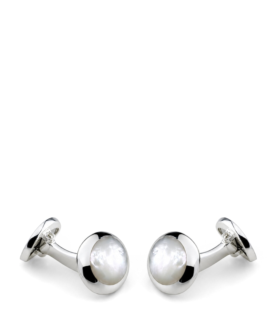 Deakin & Francis Sterling Silver and Mother-Of-Pearl Oval Cufflinks Silver Image 1