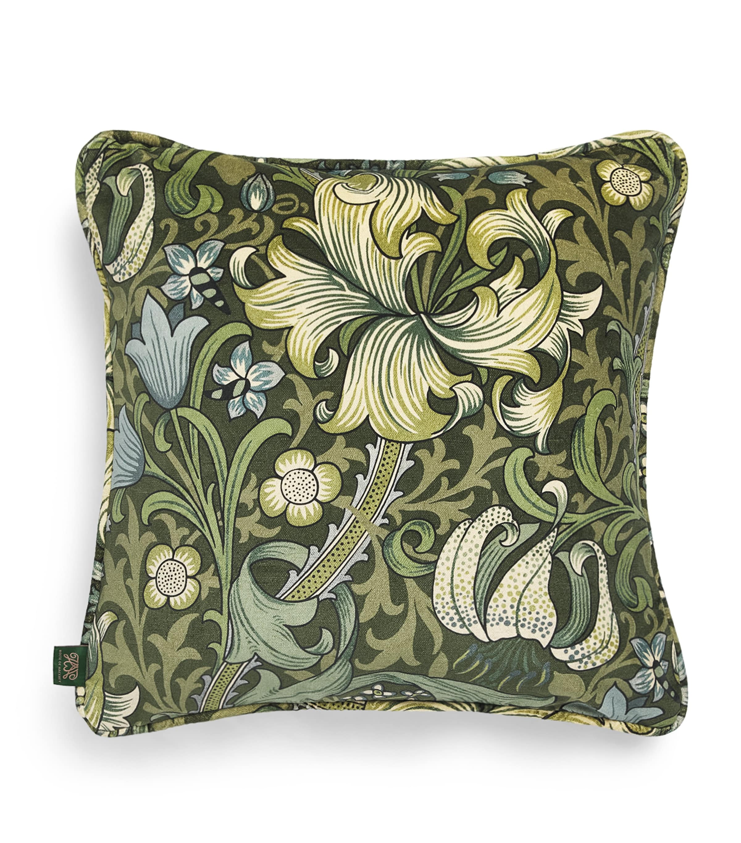 House Of Hackney Velvet Golden Lily Cushion In Green