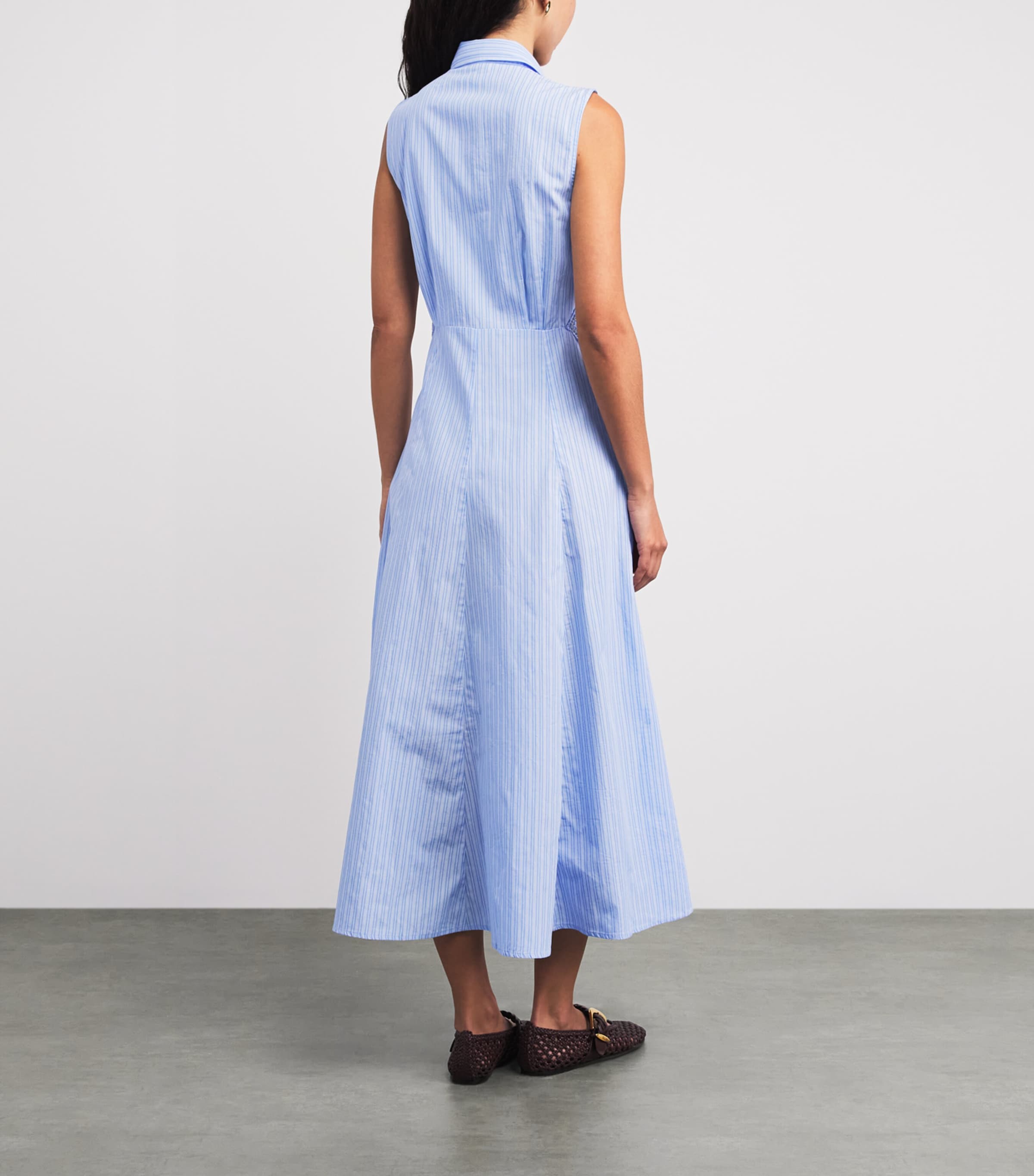 Sandro Paris Womens Cotton Embellished Shirt Dress Sky Blue Image 4