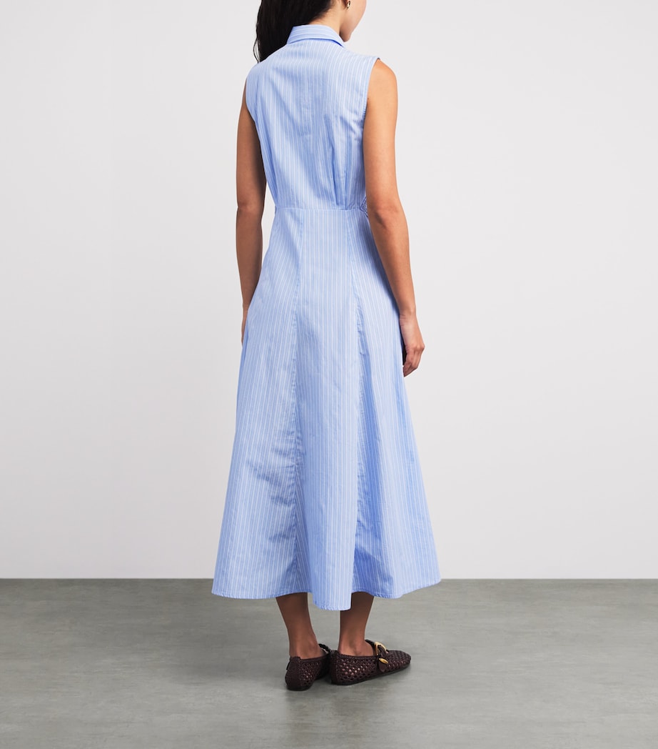 Sandro Paris Womens Cotton Embellished Shirt Dress Sky Blue Image 4
