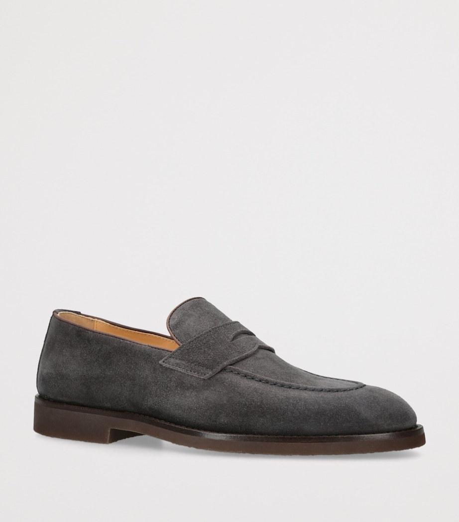 Brunello Cucinelli Suede Penny Loafers Grey/other Image 3