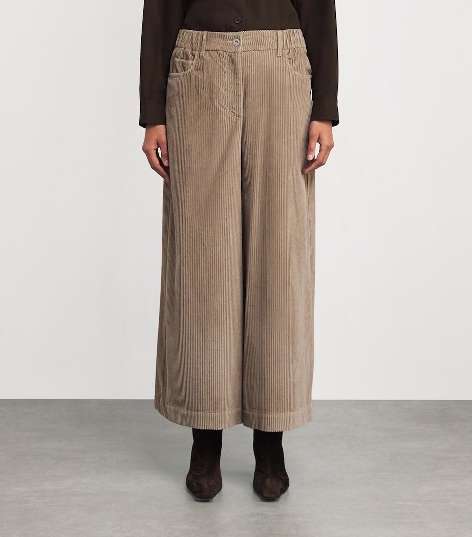 Corduroy Wide-Leg Trousers SAND Image 3