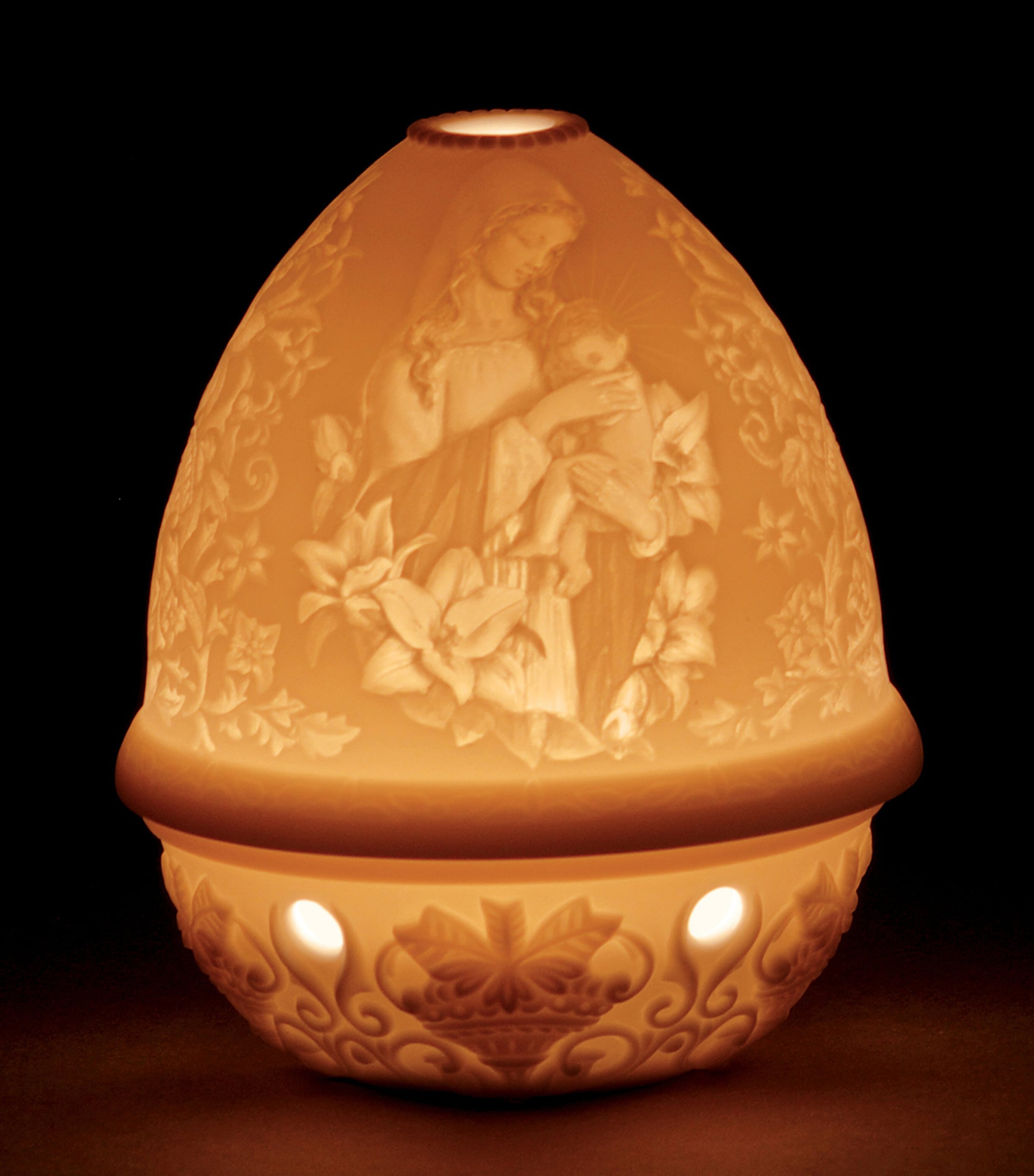 Lladró Madonna of the Flowers Lithophane Votive Lamp White Image 2