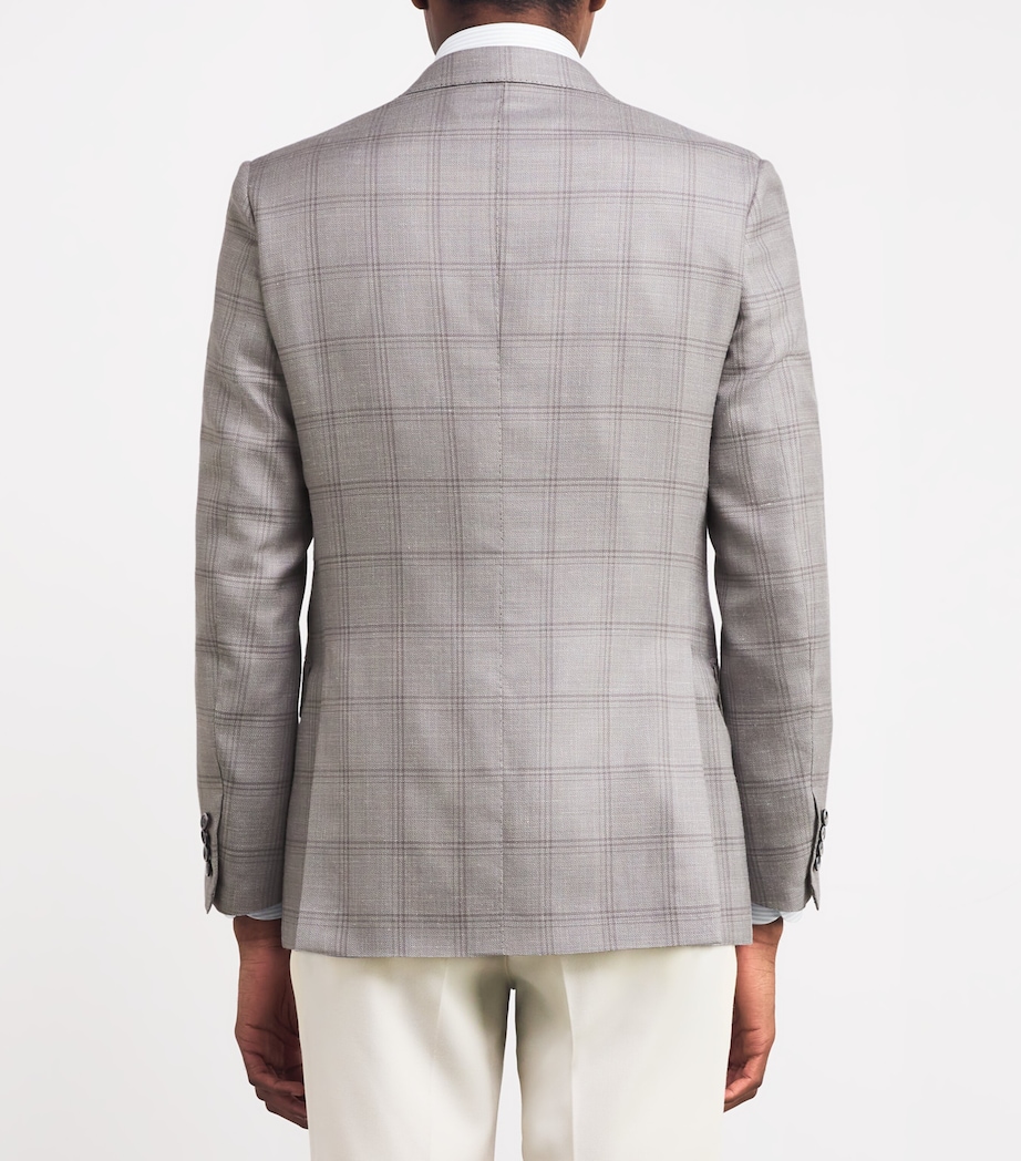 Brioni Mens Wool-Blend Check Blazer Image 4