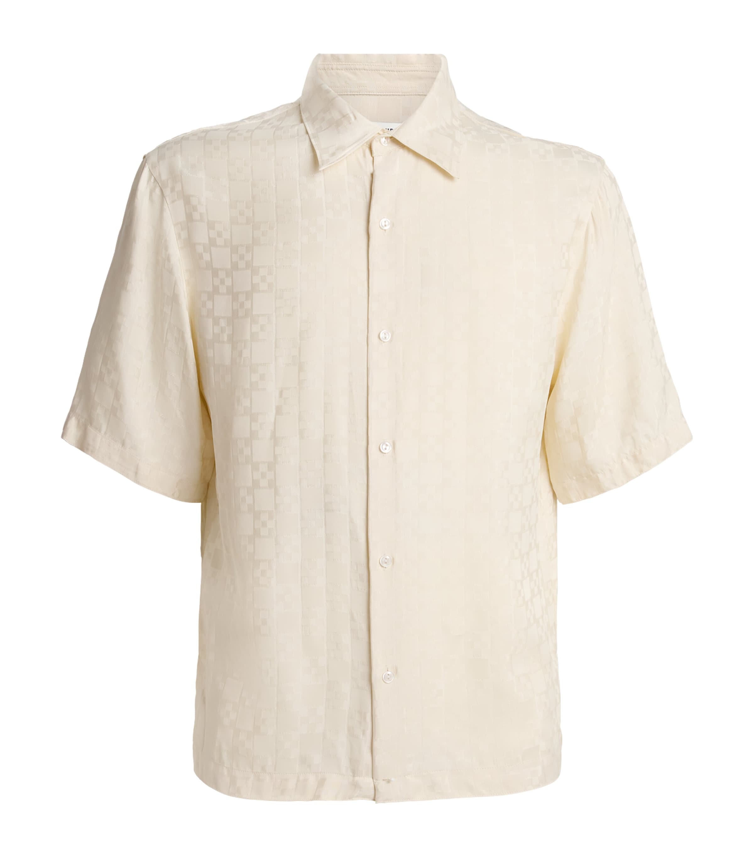 Sandro Paris Mens Jacquard Cross Short-Sleeve Shirt White Image 1