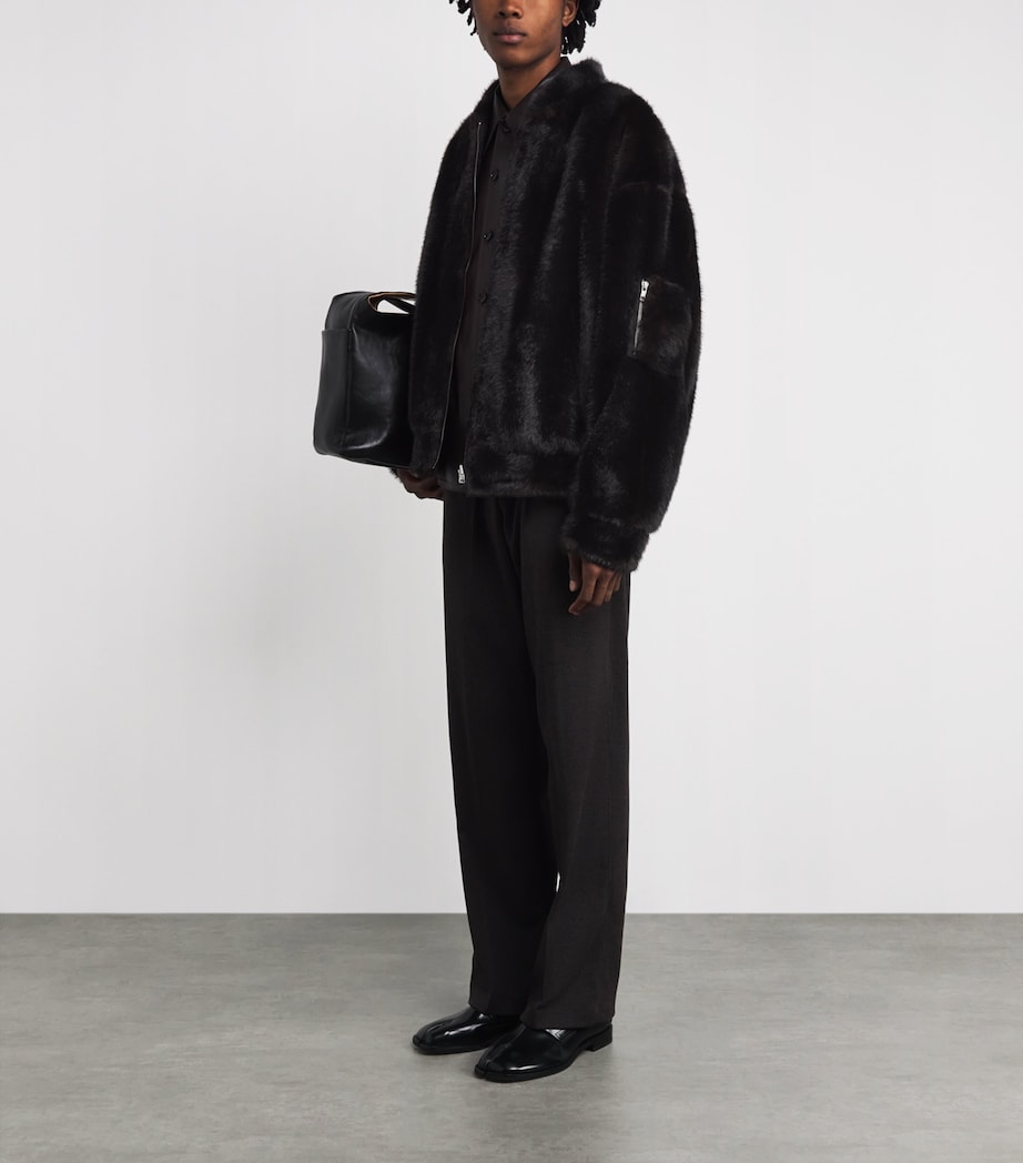 Reversible Faux Fur Bomber Jacket 962 BLACK/BROWN Image 2