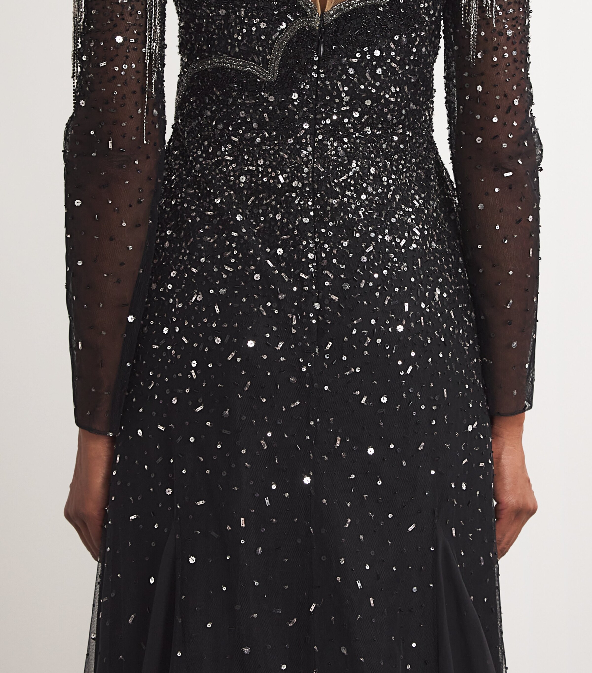 GEORGES HOBEIKA Womens Embellished Asymmetric Gown Black/anthracite Image 4