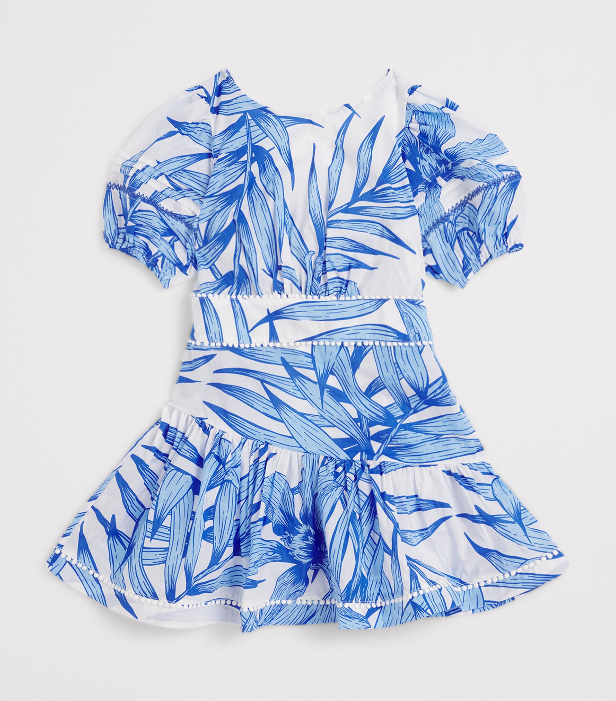 Cotton Chantal Dress (4-12 Years) BLUE PALM LEAF Image 2