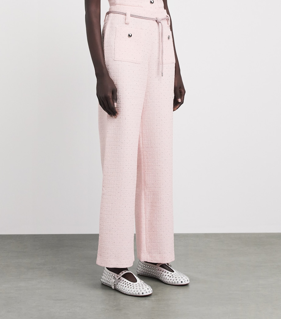 Maje Womens Tweed Wide-Leg Trousers Pink Image 4