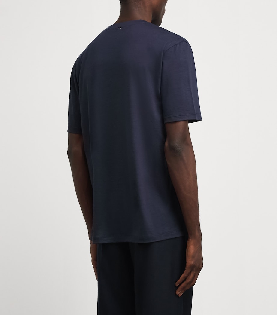 Herno Mens Wool Logo T-Shirt Blu Navy Image 5