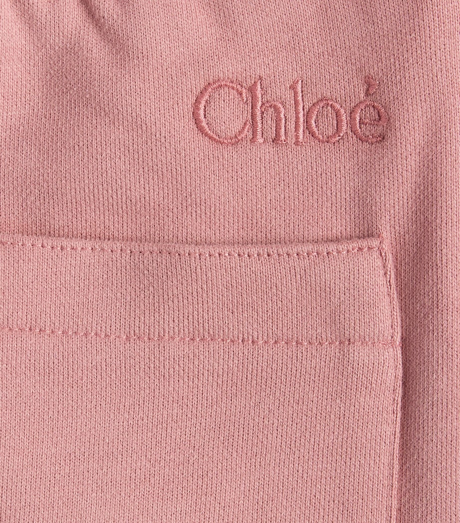 Chloé Kids Cotton Sweatpants (4-14 Years) Vintage Rose Image 2