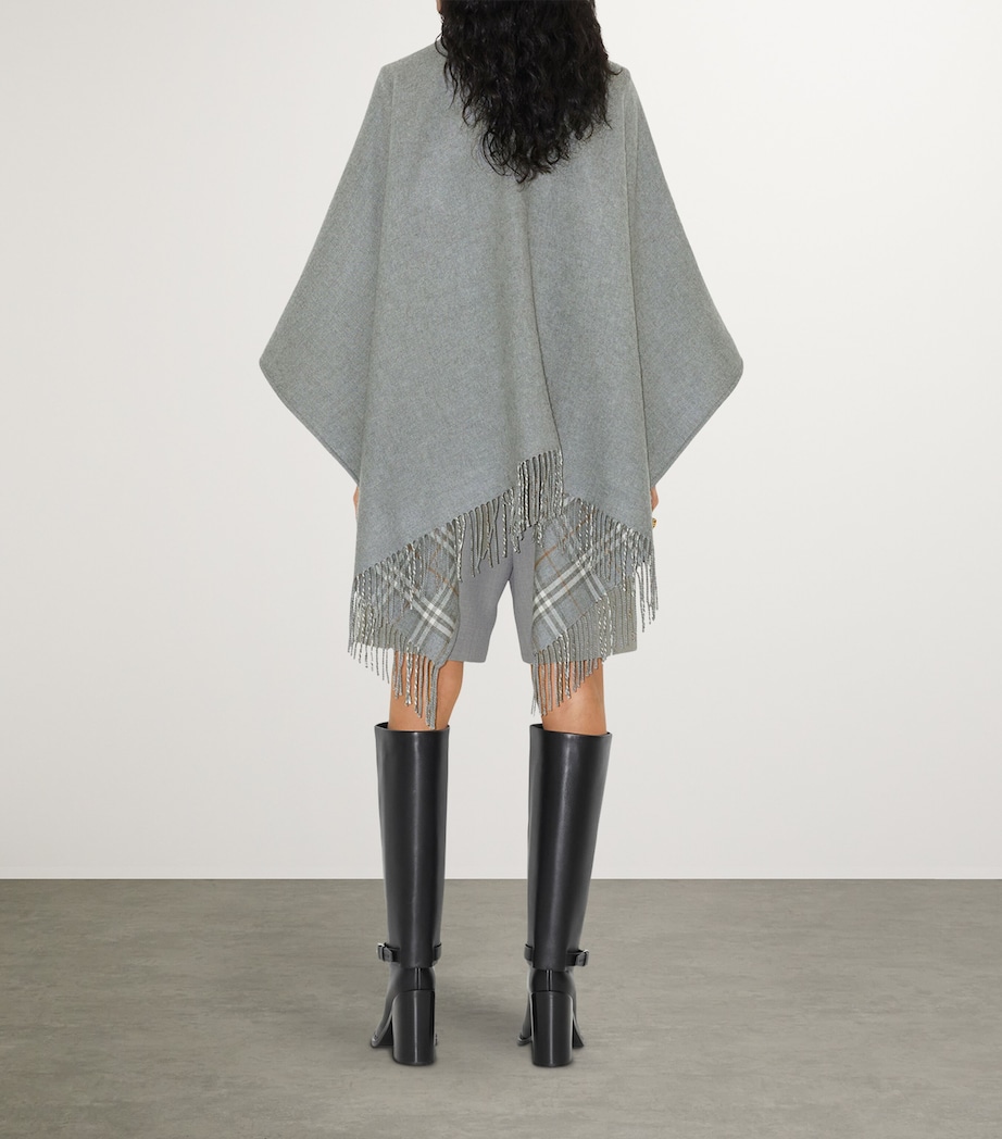 Wool Reversible Check Cape GREY Image 3