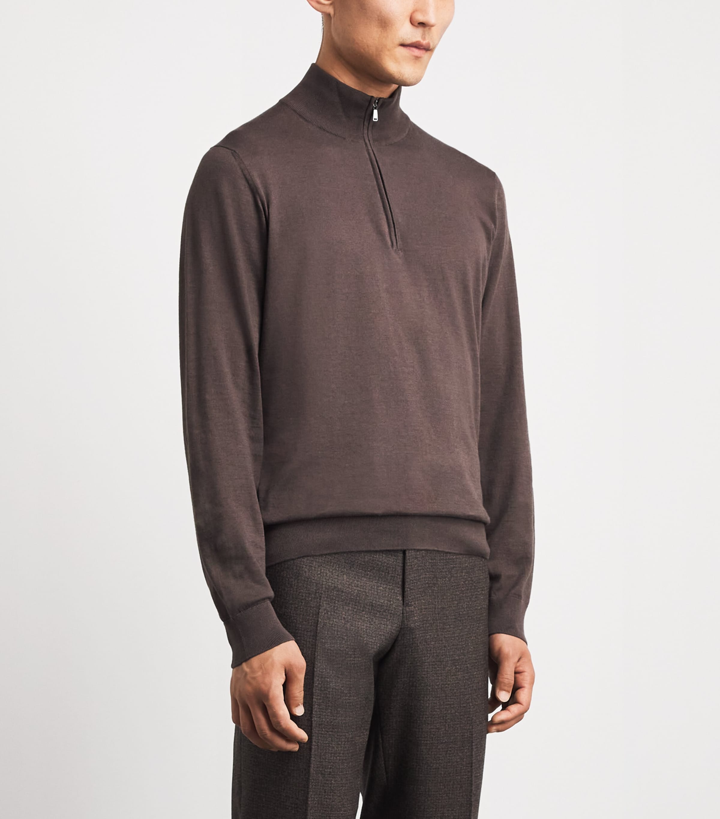 Fioroni Cashmere Mens Sea Island Cotton-Cashmere Quarter-Zip Sweater Image 4