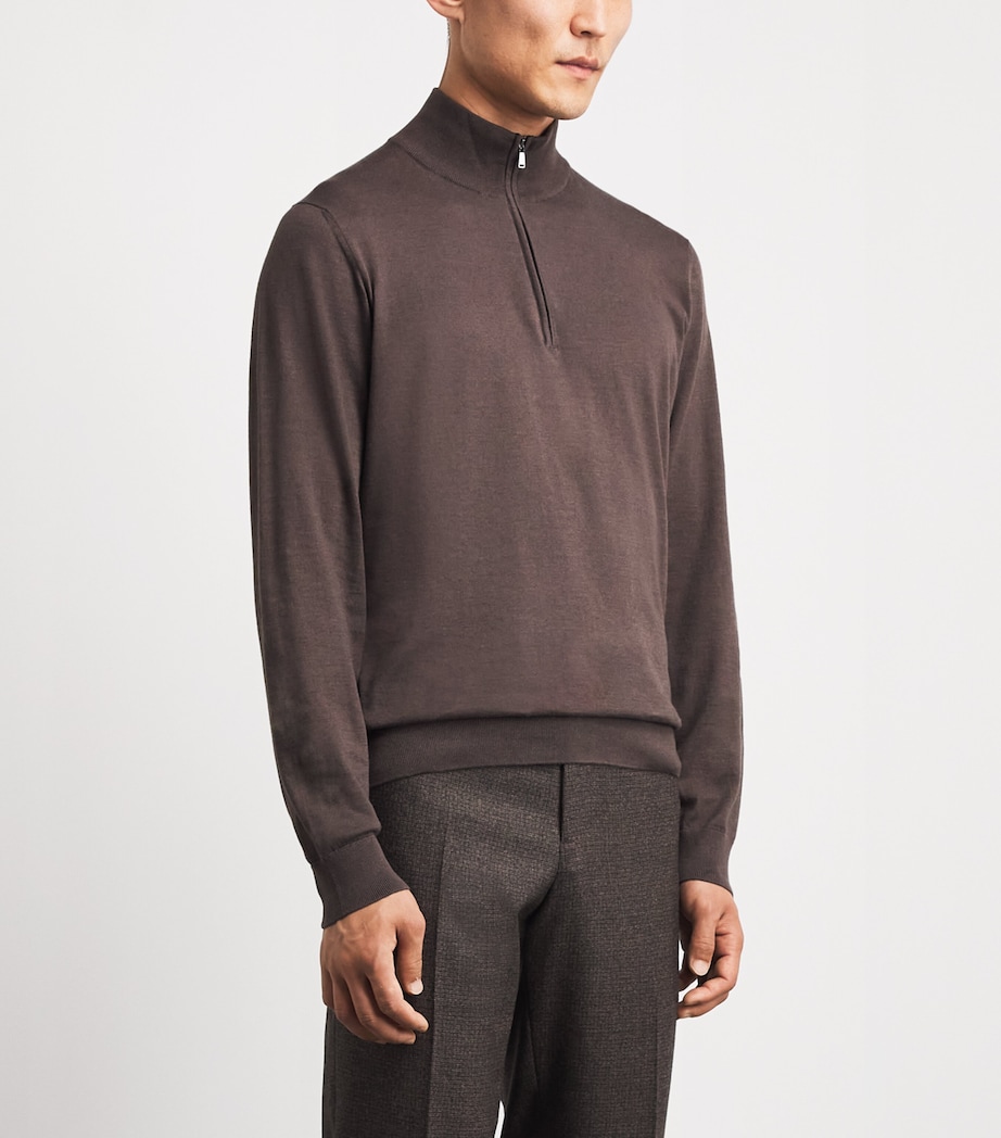 Fioroni Cashmere Mens Sea Island Cotton-Cashmere Quarter-Zip Sweater Image 4