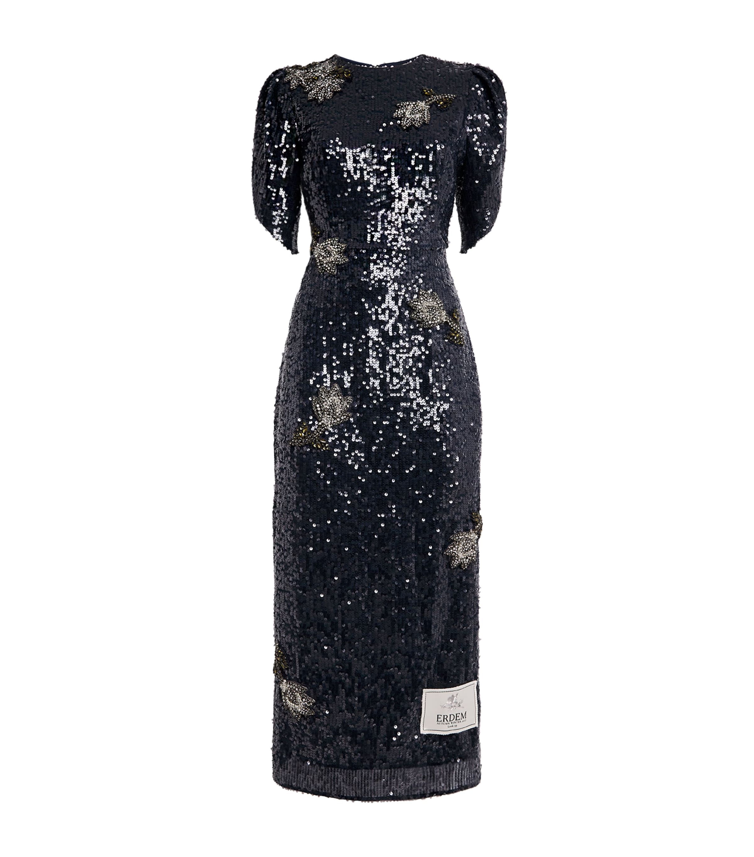 Erdem Womens Embellished Sequin Midi Dress Midnight Image 1
