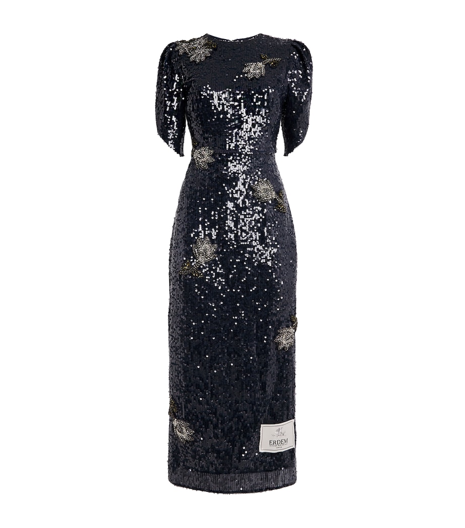 Erdem Womens Embellished Sequin Midi Dress Midnight Image 1
