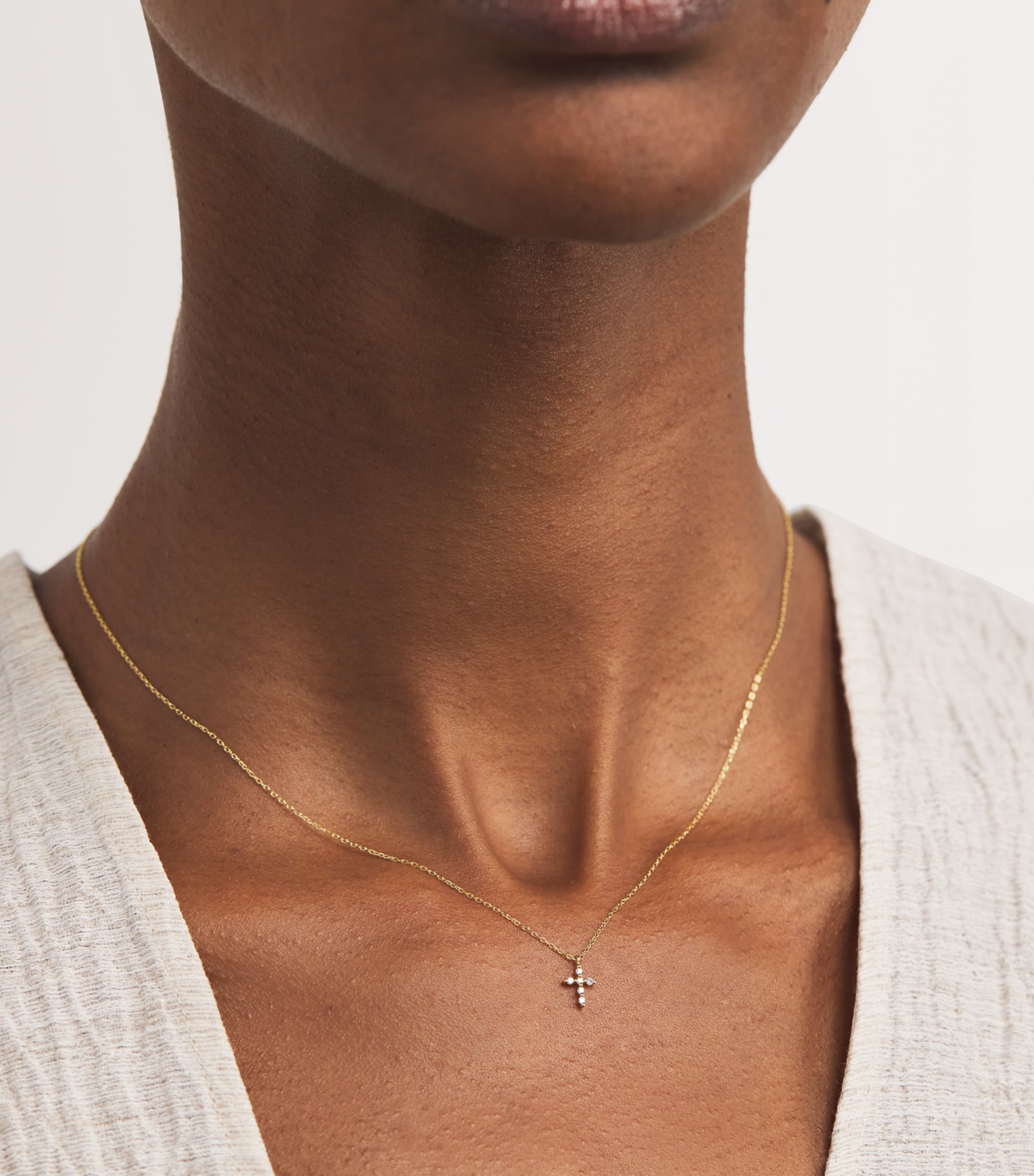 Yellow Gold and Diamond Symbols Cross Necklace  YELLOW GOLD Image 2