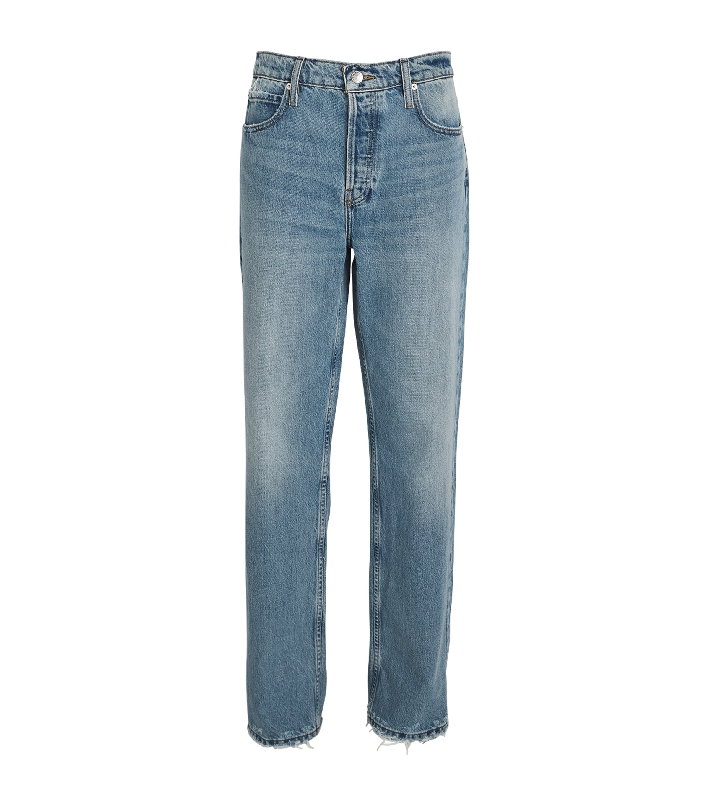 Frame Slouchy Mid-rise Straight Jeans In Blue