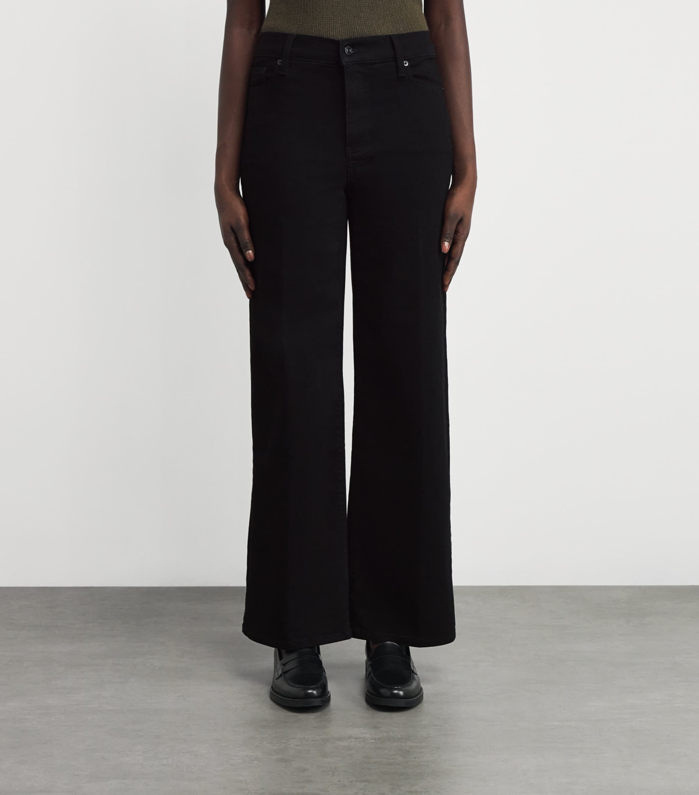 Le Slim Palazzo Wide-Leg Jeans BLACK Image 3