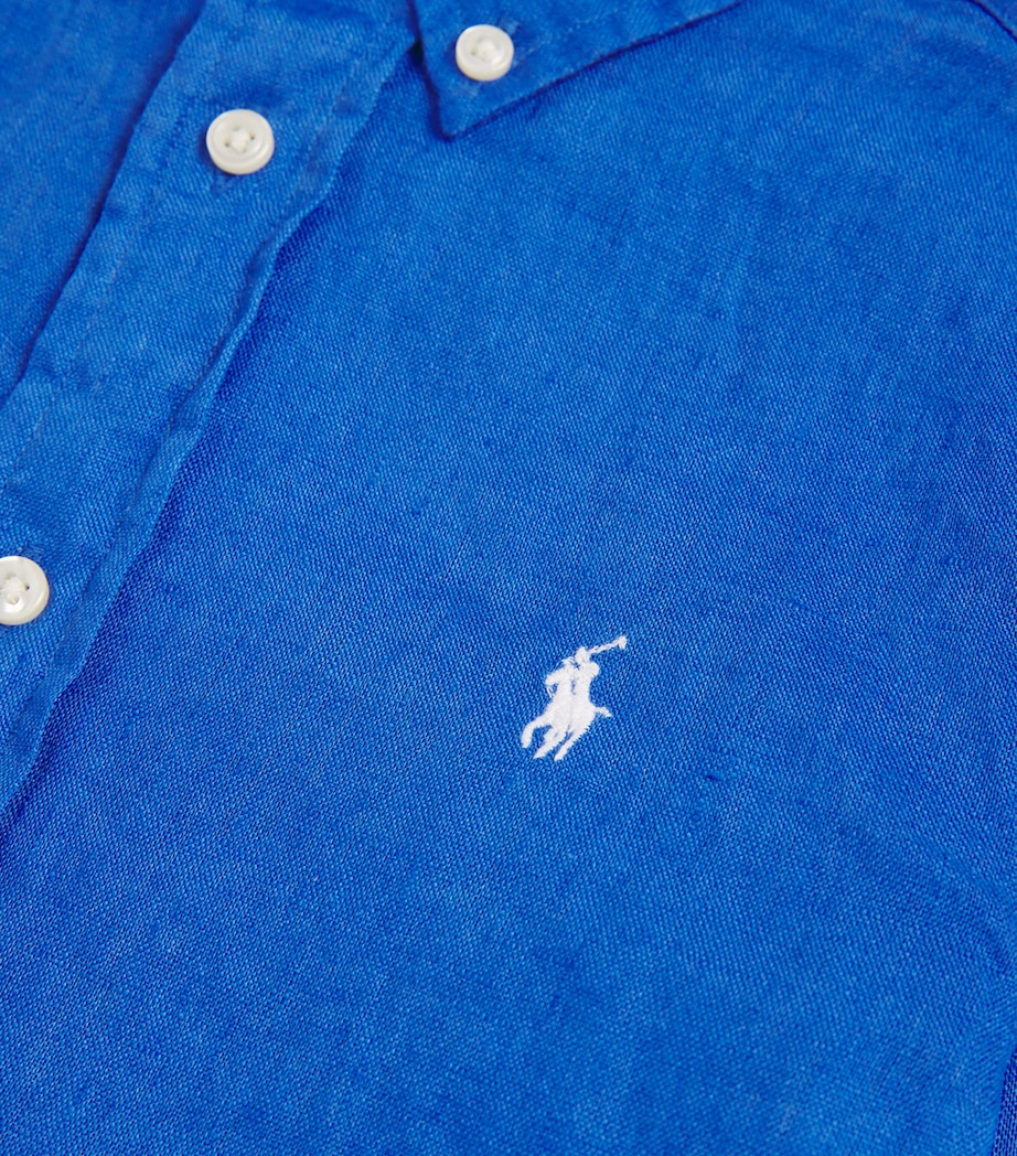 Linen Polo Pony Shirt (2-7 Years) BLUE Image 3