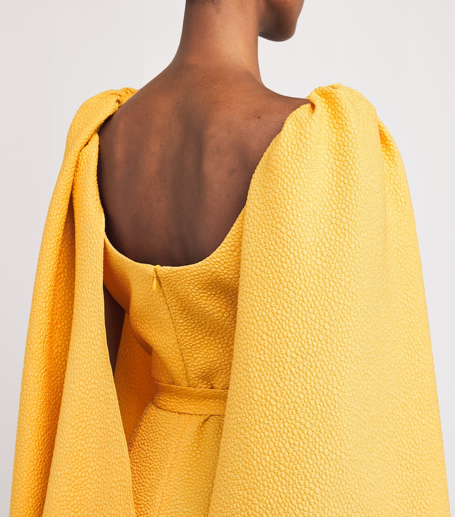Cape-Detail Camilla Midi Dress YEL Image 7