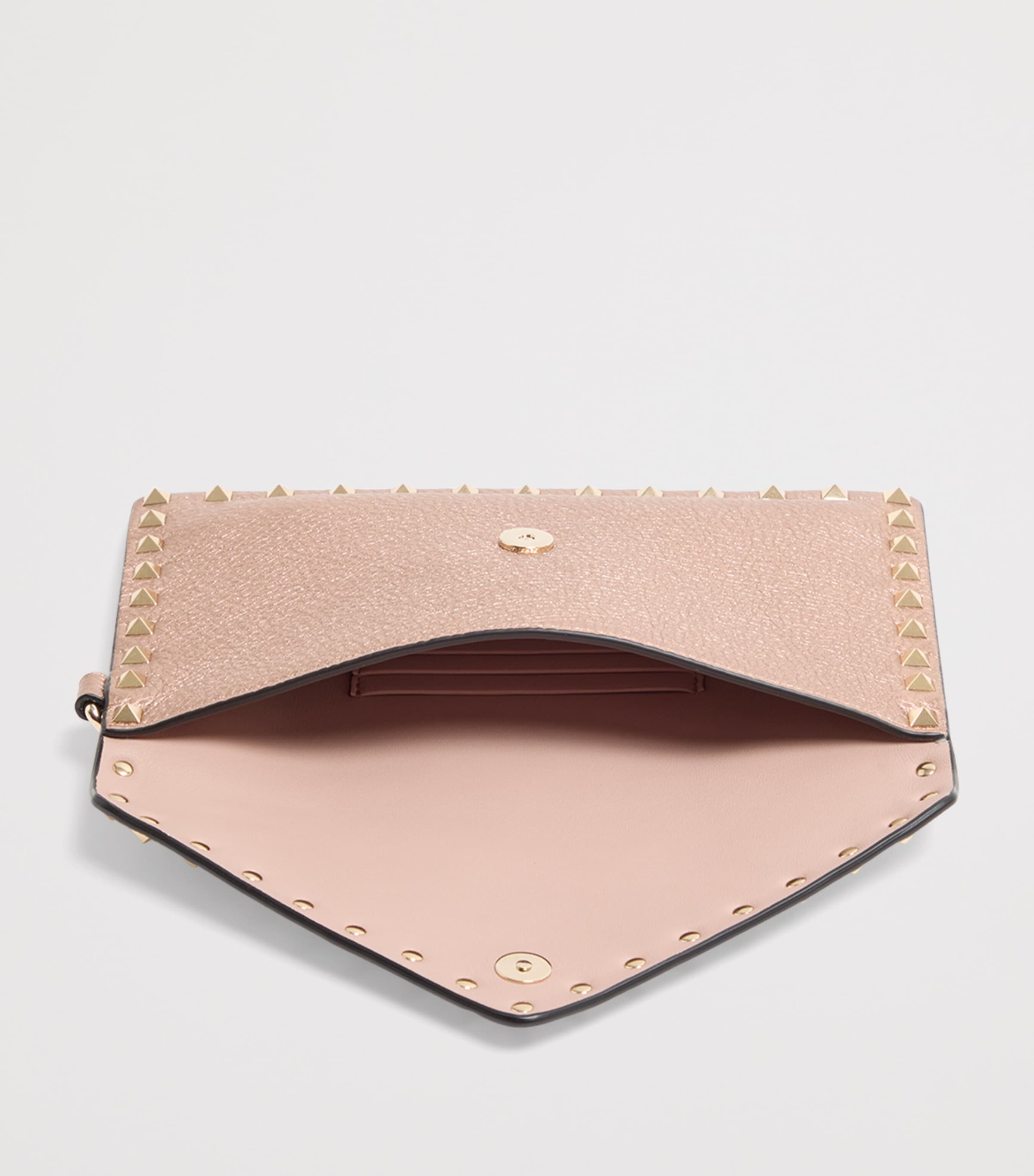 Calfskin Rockstud-Detail Clutch Bag GF9 Image 5