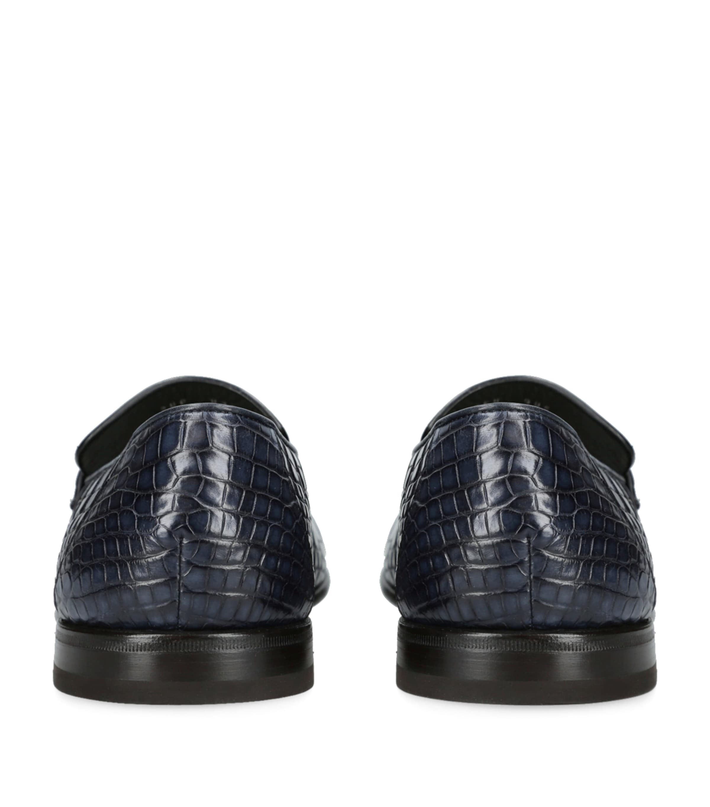 Crocodile Skin Penny Loafers NAVY Image 2