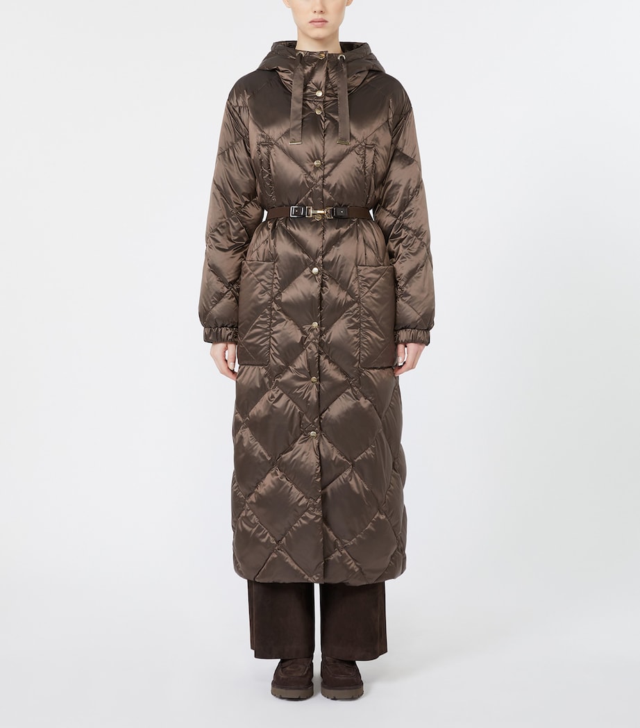 Max Mara Womens Quilted Longline Coat Brown Image 3