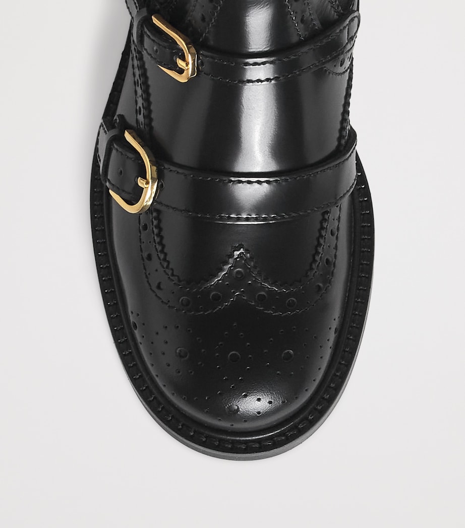 Leather Buckled Chelsea Boots BLACK Image 4