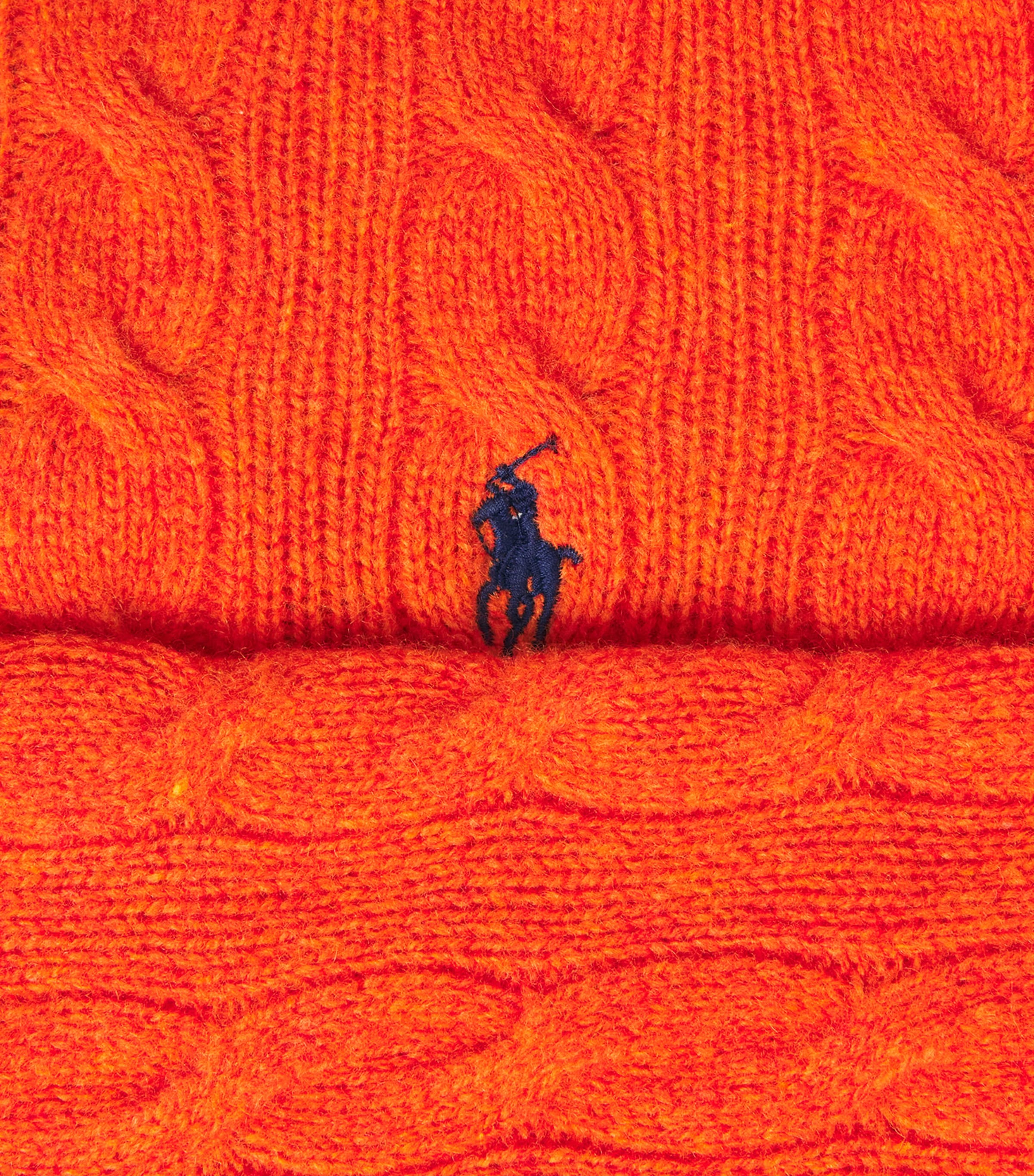 Polo Ralph Lauren Womens Wool-Cashmere Cable-Knit Sweater Orange Rust Heather Image 6