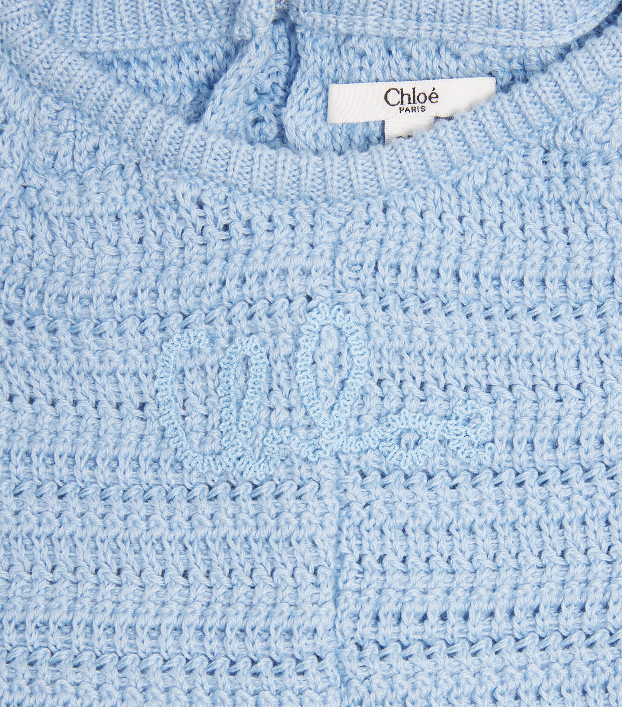 Chloé Kids Cotton Knitted Logo Playsuit (6-36 Months) Water Image 3