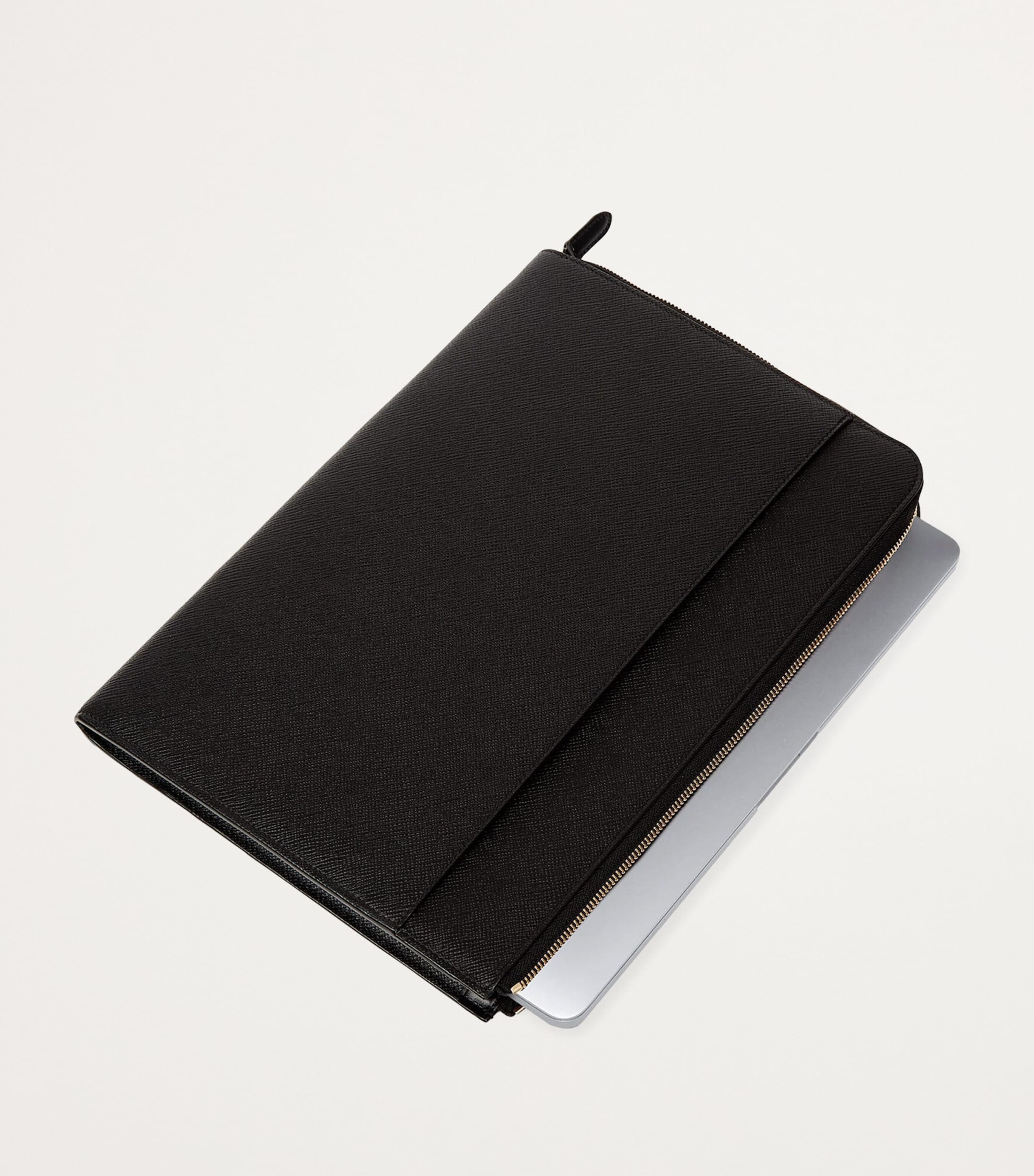 Smythson Small Panama Leather Laptop Case Black Image 3