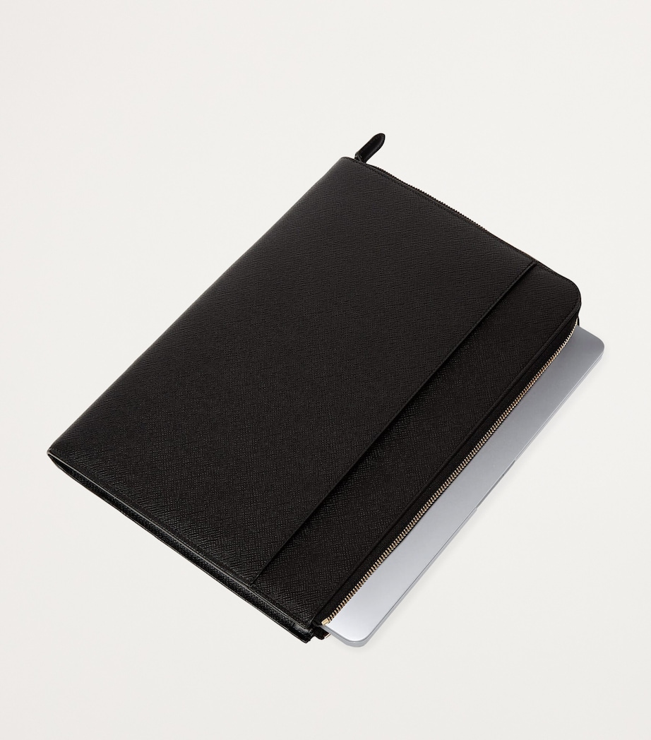 Smythson Small Panama Leather Laptop Case Black Image 3