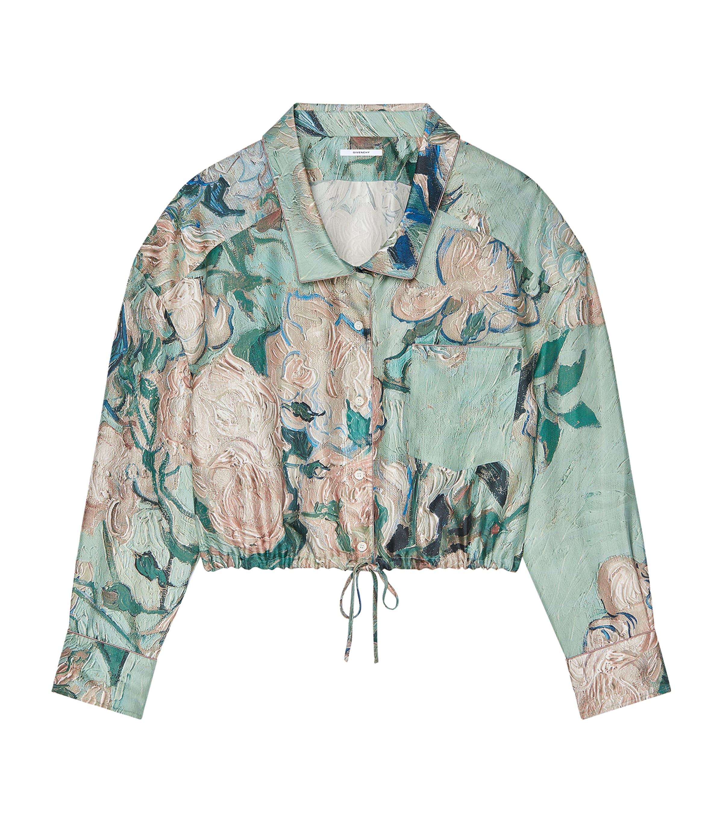 Givenchy Womens Silk Rose Print Shirt Mint Green Image 1