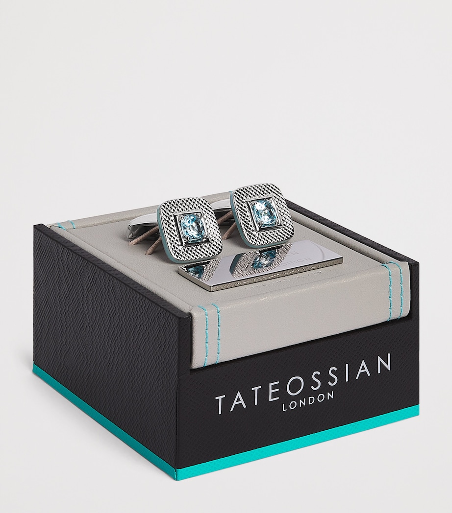 Sterling Silver Reffrato Cufflinks BLUE Image 3