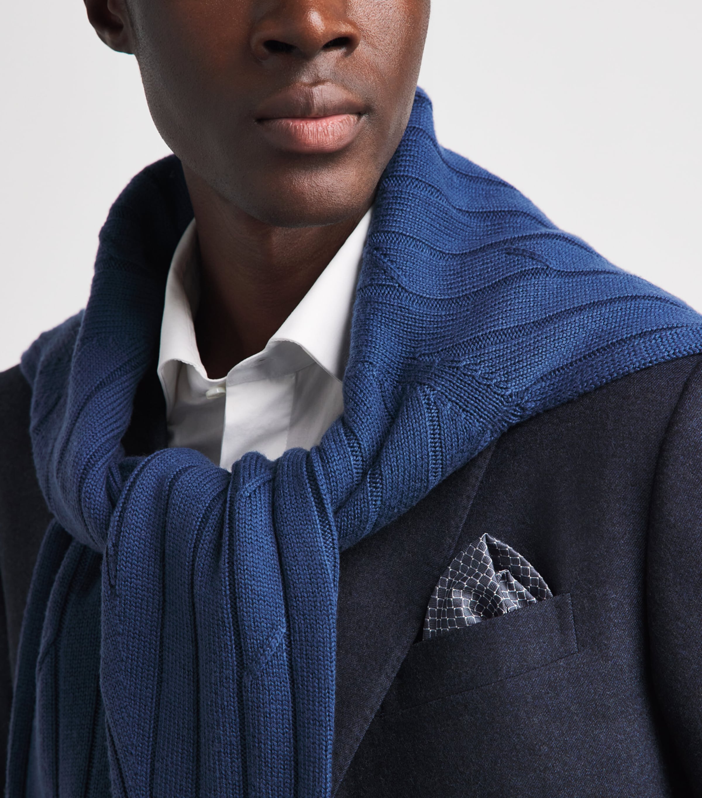 Pal Zileri Silk Printed Pocket Square Blue Image 2