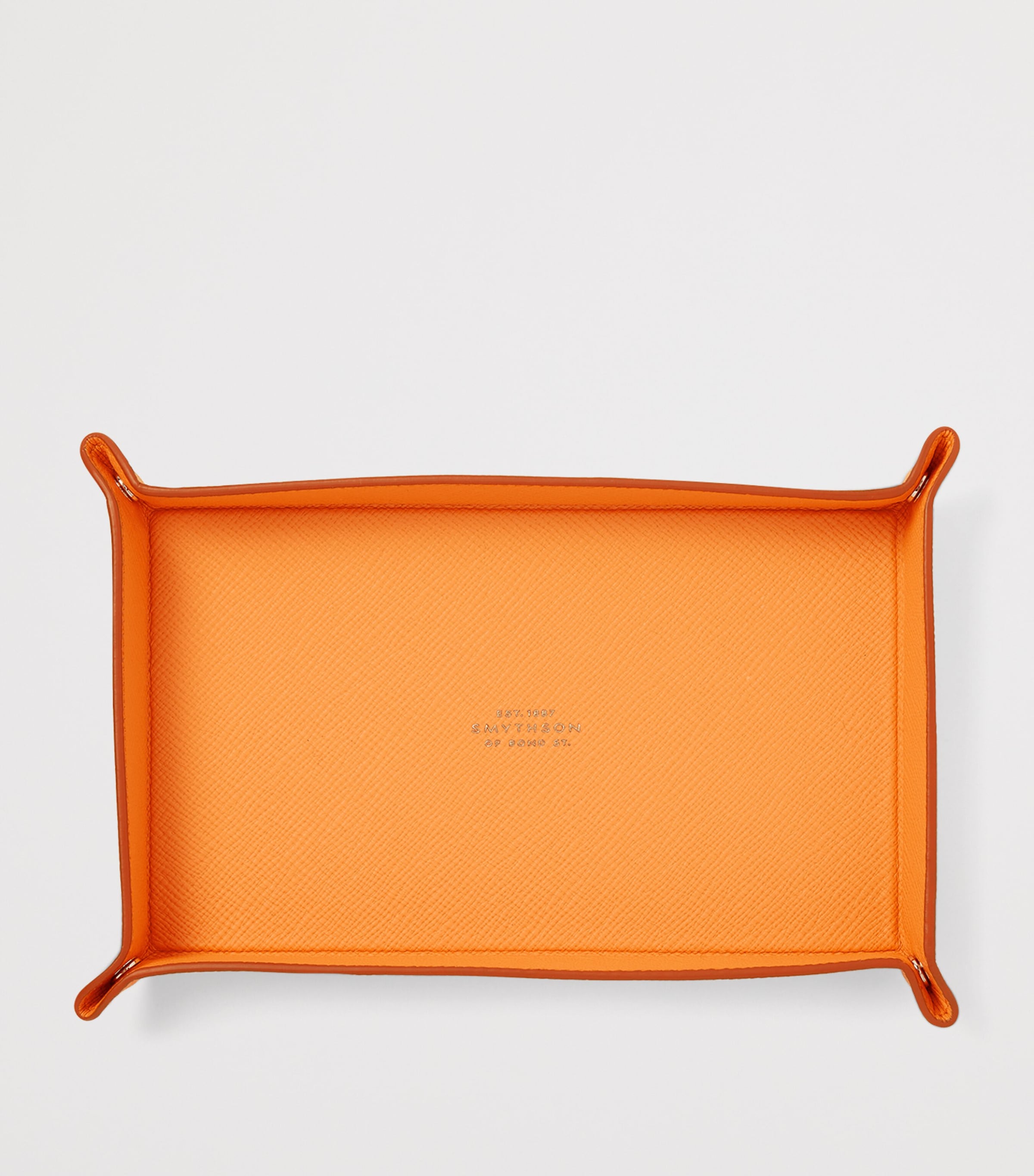 Small Leather Panama Rectangular Trinket Tray L ORANGE Image 3