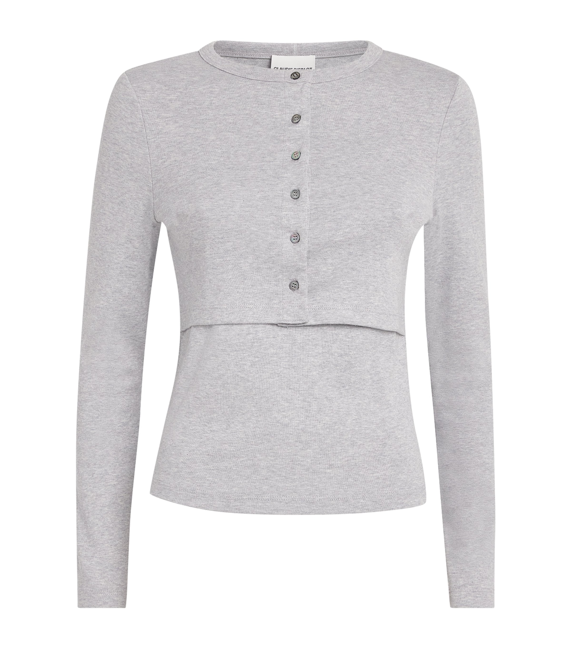 Claudie Pierlot Cotton Layered Cardigan In Gray