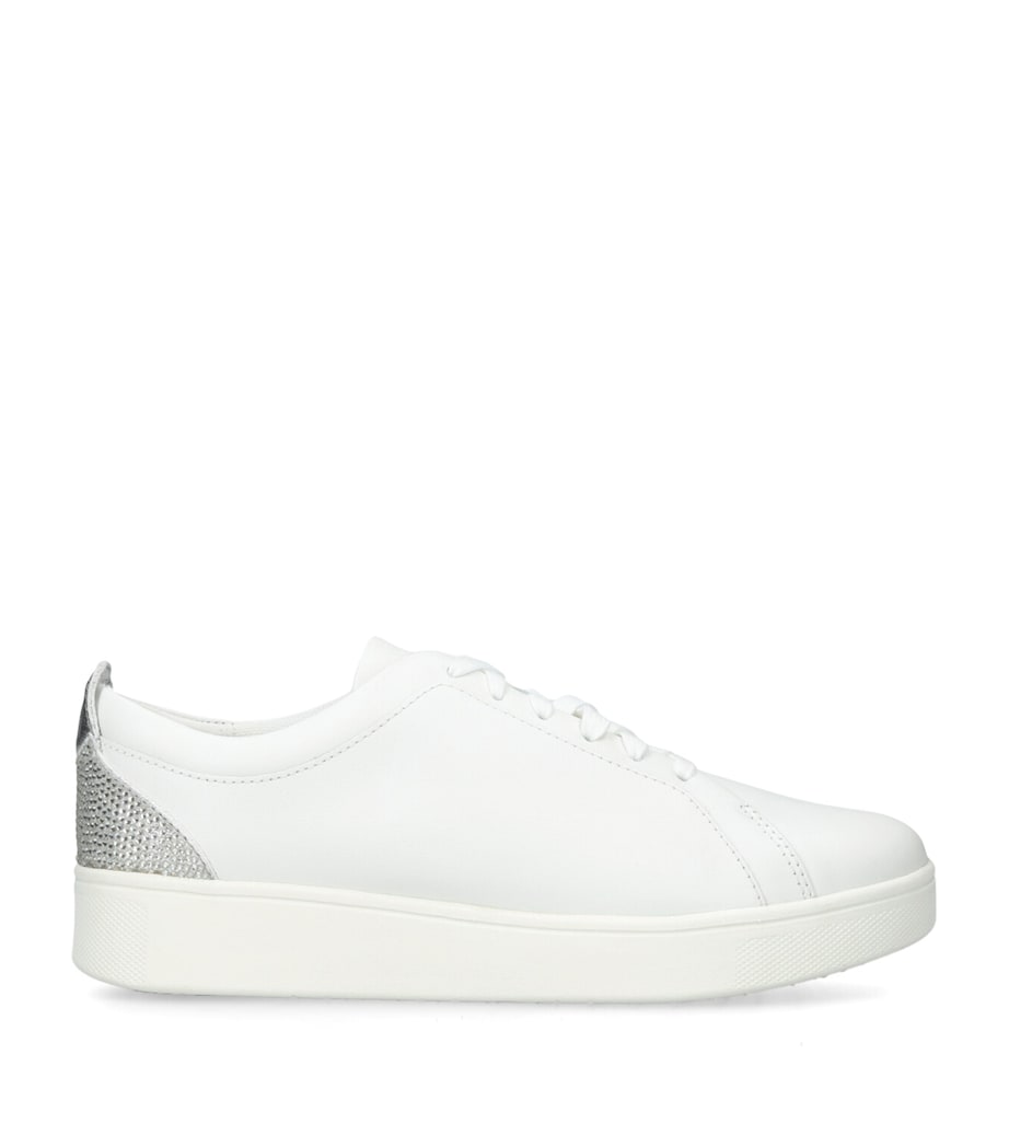 FitFlop Leather Embellished Rally Sneakers Silver Com Image 1